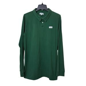 Banks Journal Men’s Long Sleeve Polo Shirt Green 100% Organic Cotton XL